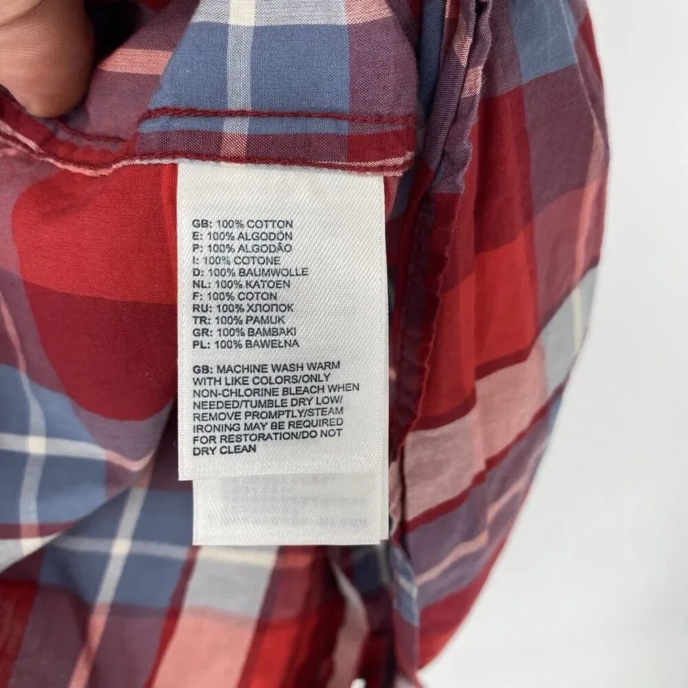 The North Face Plaid Shirt Mens Small Red Western Button Up Short Sleeve
